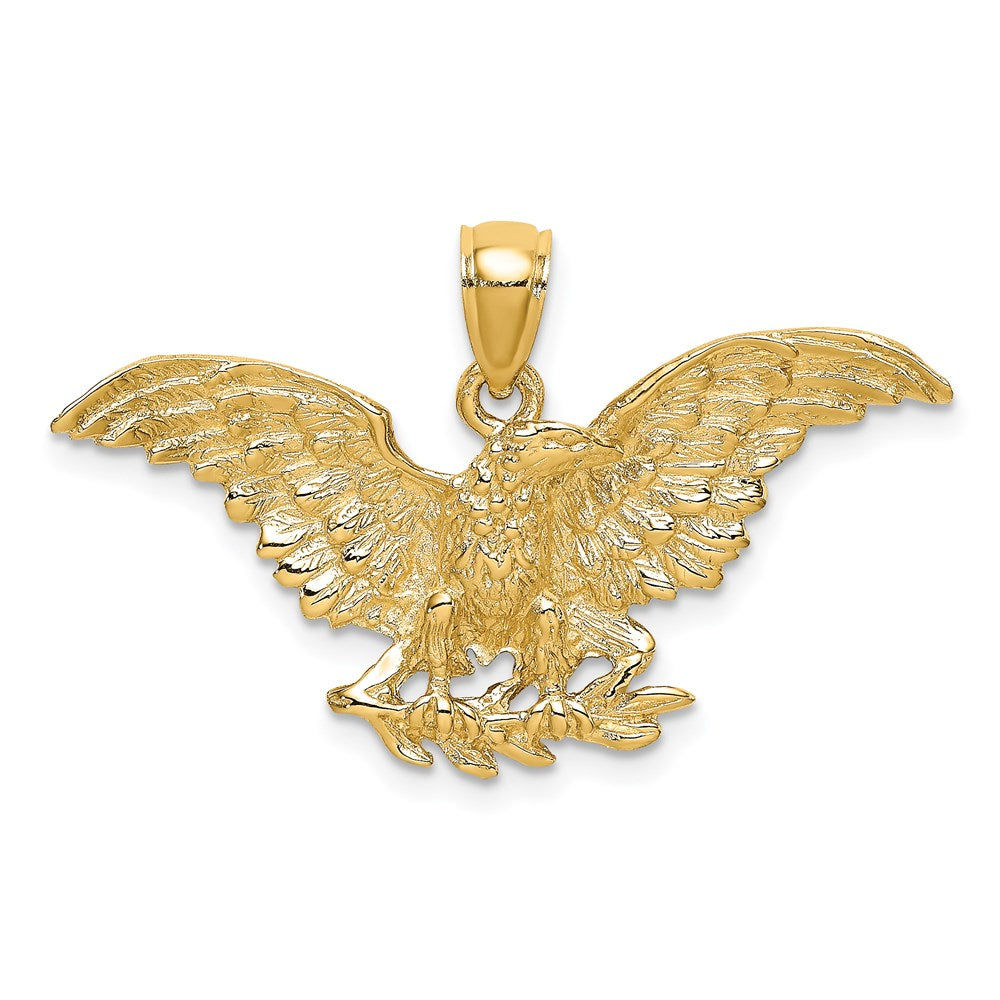 14k Yellow Gold 34.8 mm Eagle w/ Wings Spread Charm (3.56 grams)