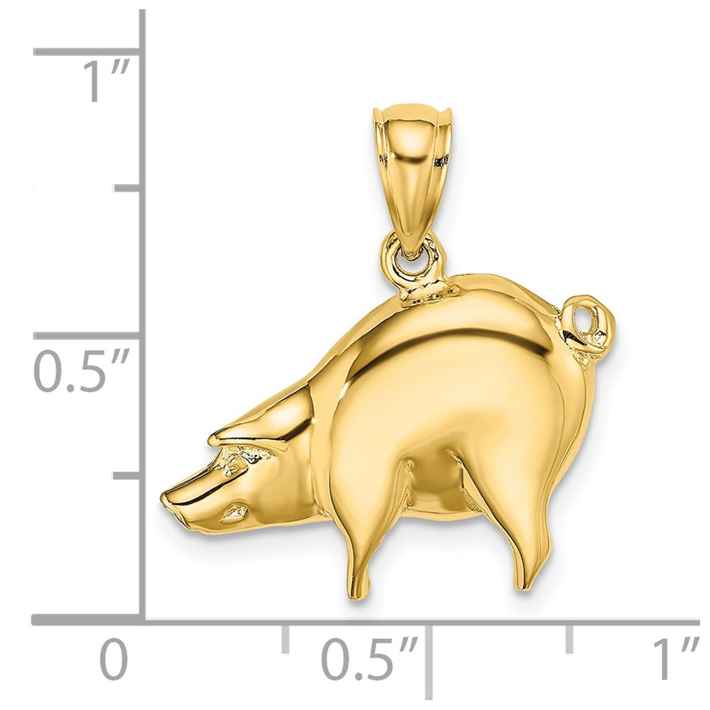 14k Yellow Gold 21.78 mm Polished Pig Charm (3.1 grams)