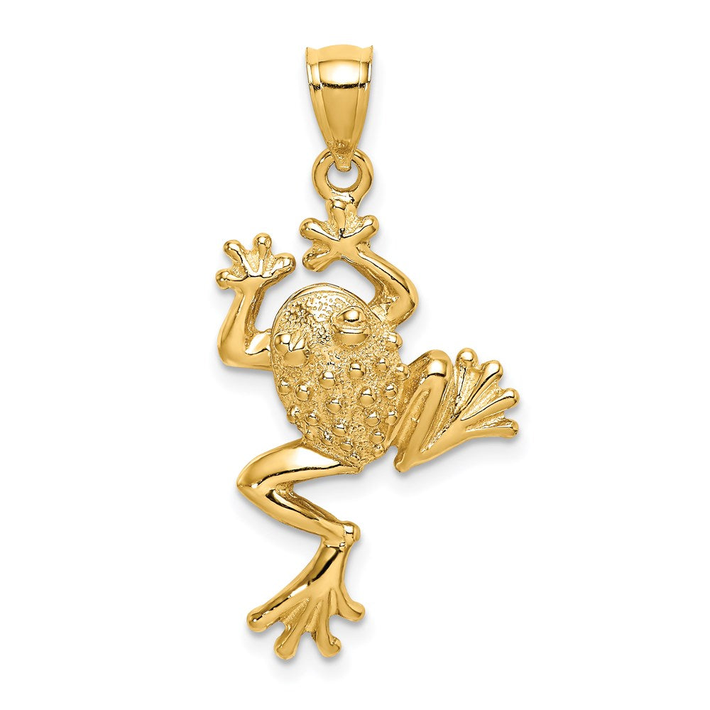 14k Yellow Gold 19.9 mm Frog w/ Textured Back Charm (3 grams)