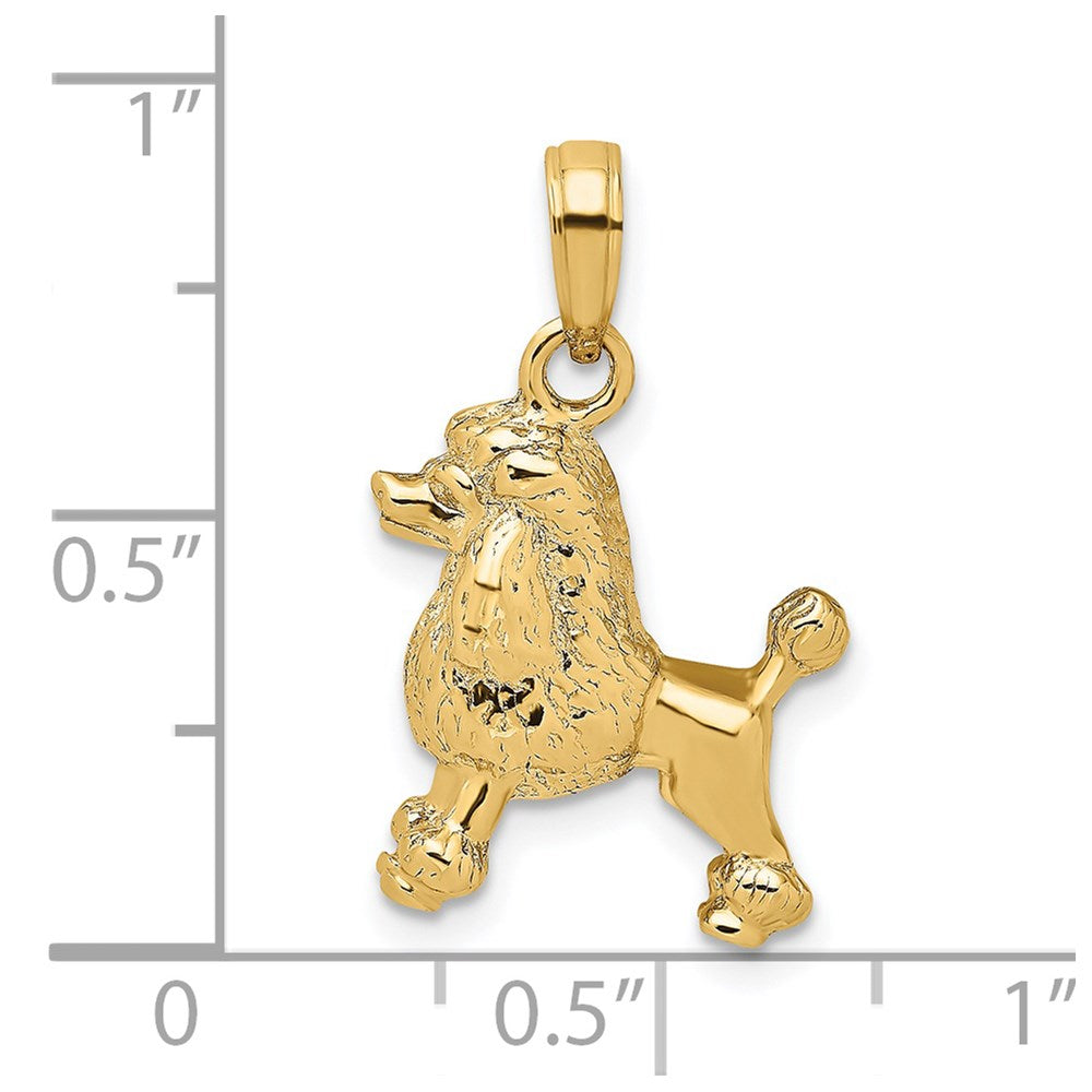 14k Yellow Gold 14.2 mm 3-D Poodle Dog Charm (4.07 grams)