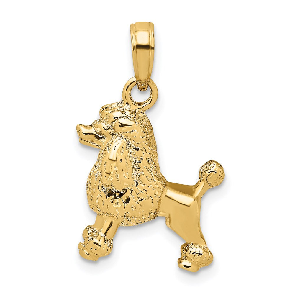 14k Yellow Gold 14.2 mm 3-D Poodle Dog Charm (4.07 grams)