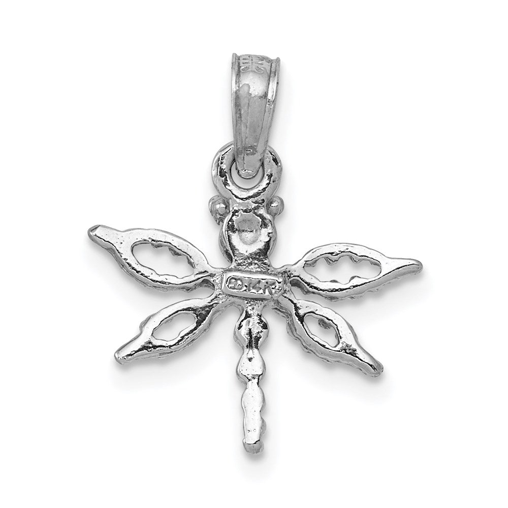 14k White Gold 15 mm  2-D Mini Dragonfly w/Cut-out Wings Charm (0.93 grams)