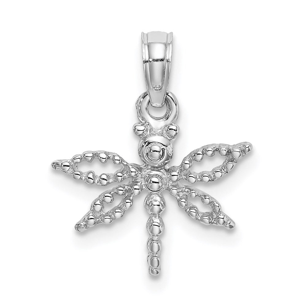 14k White Gold 15 mm  2-D Mini Dragonfly w/Cut-out Wings Charm (0.93 grams)