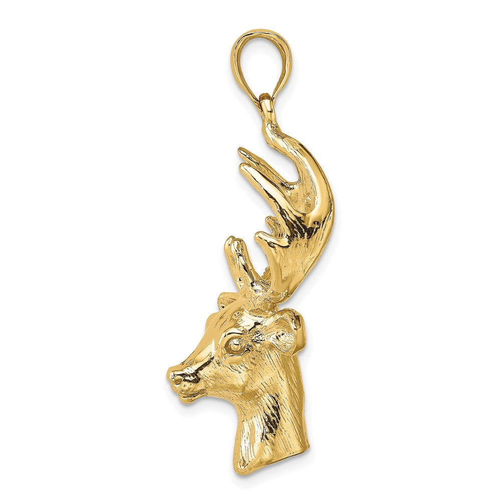 14k Yellow Gold 18.4 mm 3-D Deer Head Charm (11.09 grams)