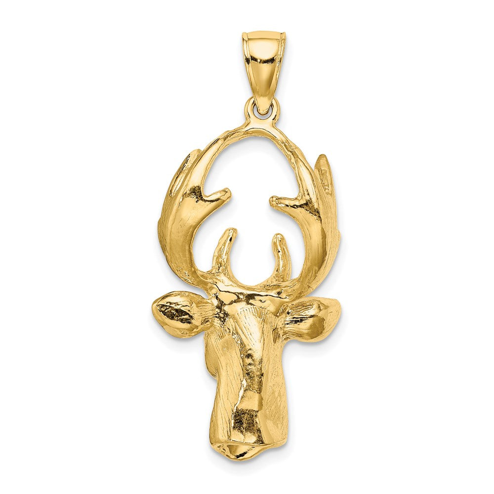 14k Yellow Gold 18.4 mm 3-D Deer Head Charm (11.09 grams)