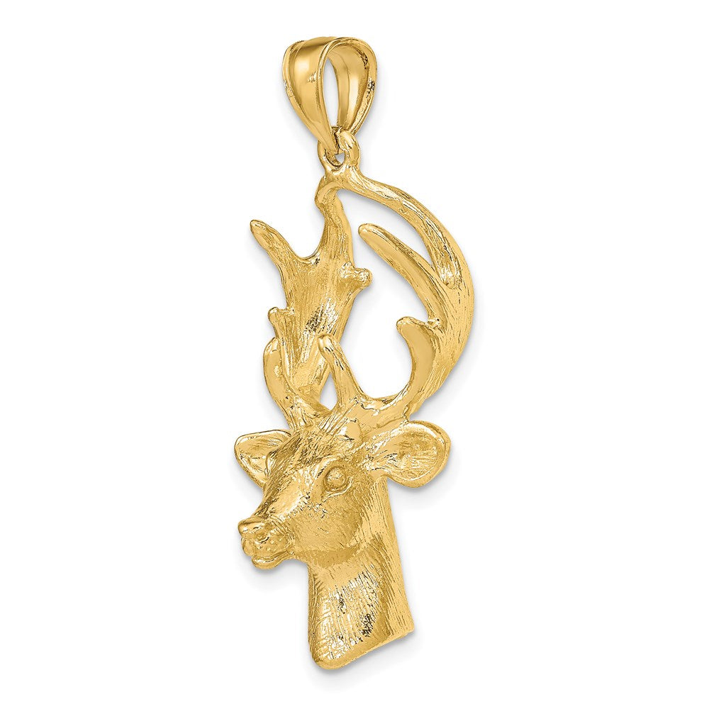 14k Yellow Gold 18.4 mm 3-D Deer Head Charm (11.09 grams)