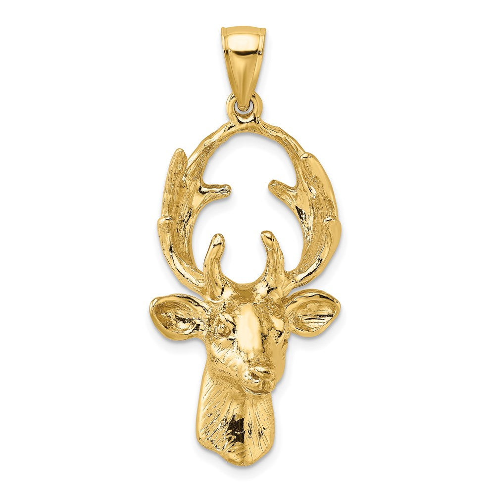 14k Yellow Gold 18.4 mm 3-D Deer Head Charm (11.09 grams)