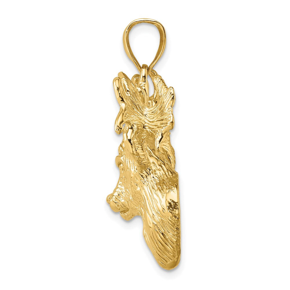 14k Yellow Gold 22.4 mm 2-D Textured Deer Head Charm (10.21 grams)