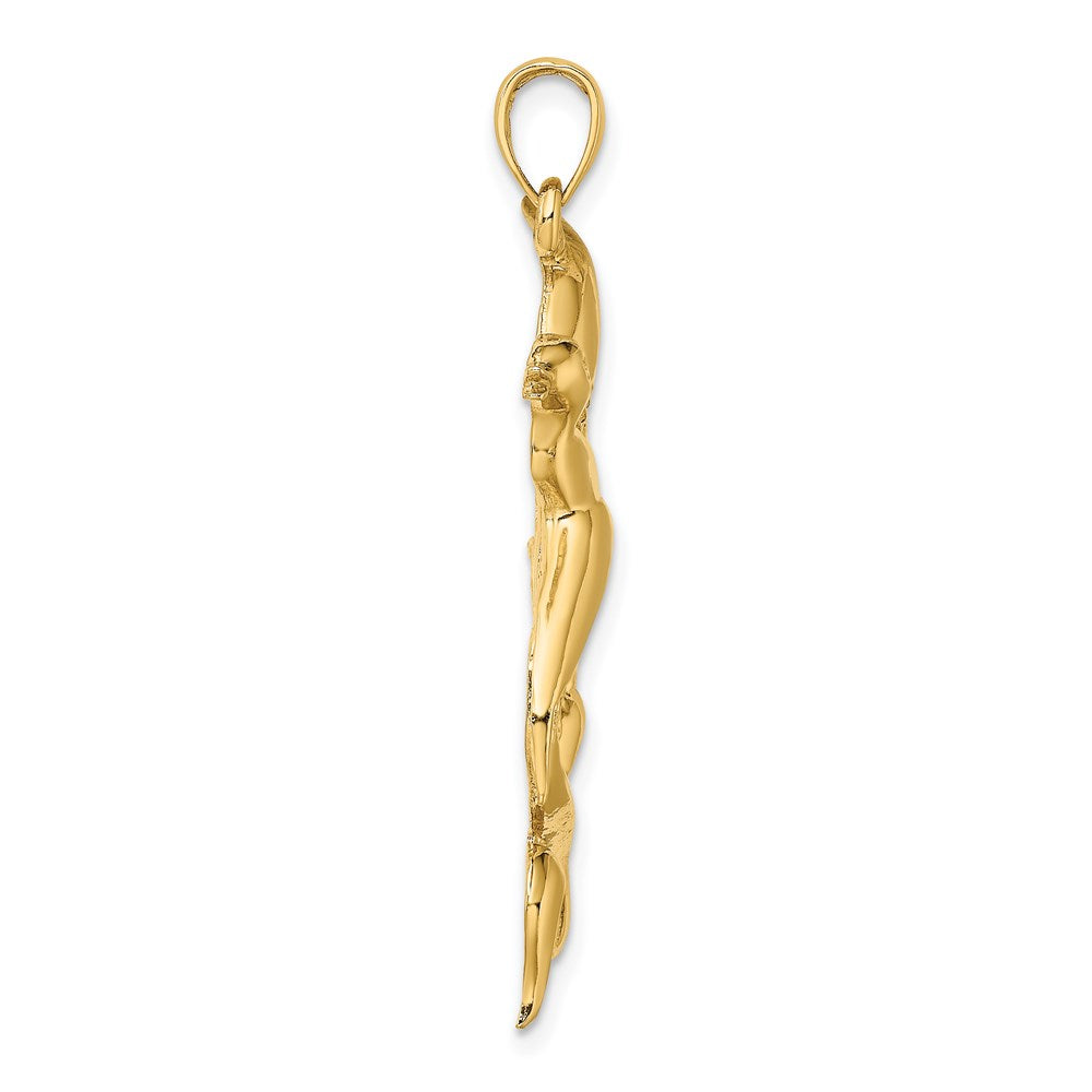 14k Yellow Gold 25.3 mm Duck Flying From Willow Charm (6.16 grams)