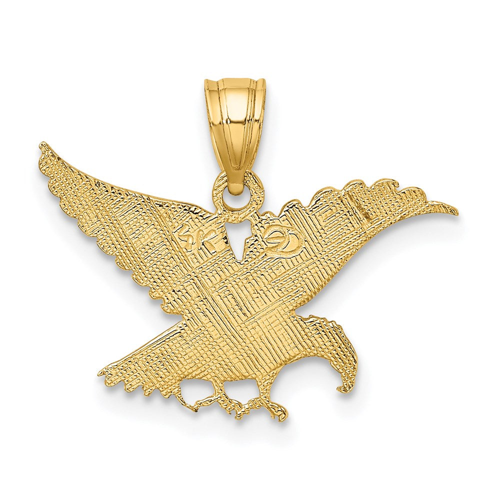 14k Yellow Gold 20.9 mm Flat Engraved Eagle Charm (0.93 grams)