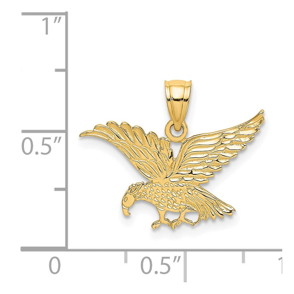 14k Yellow Gold 20.9 mm Flat Engraved Eagle Charm (0.93 grams)