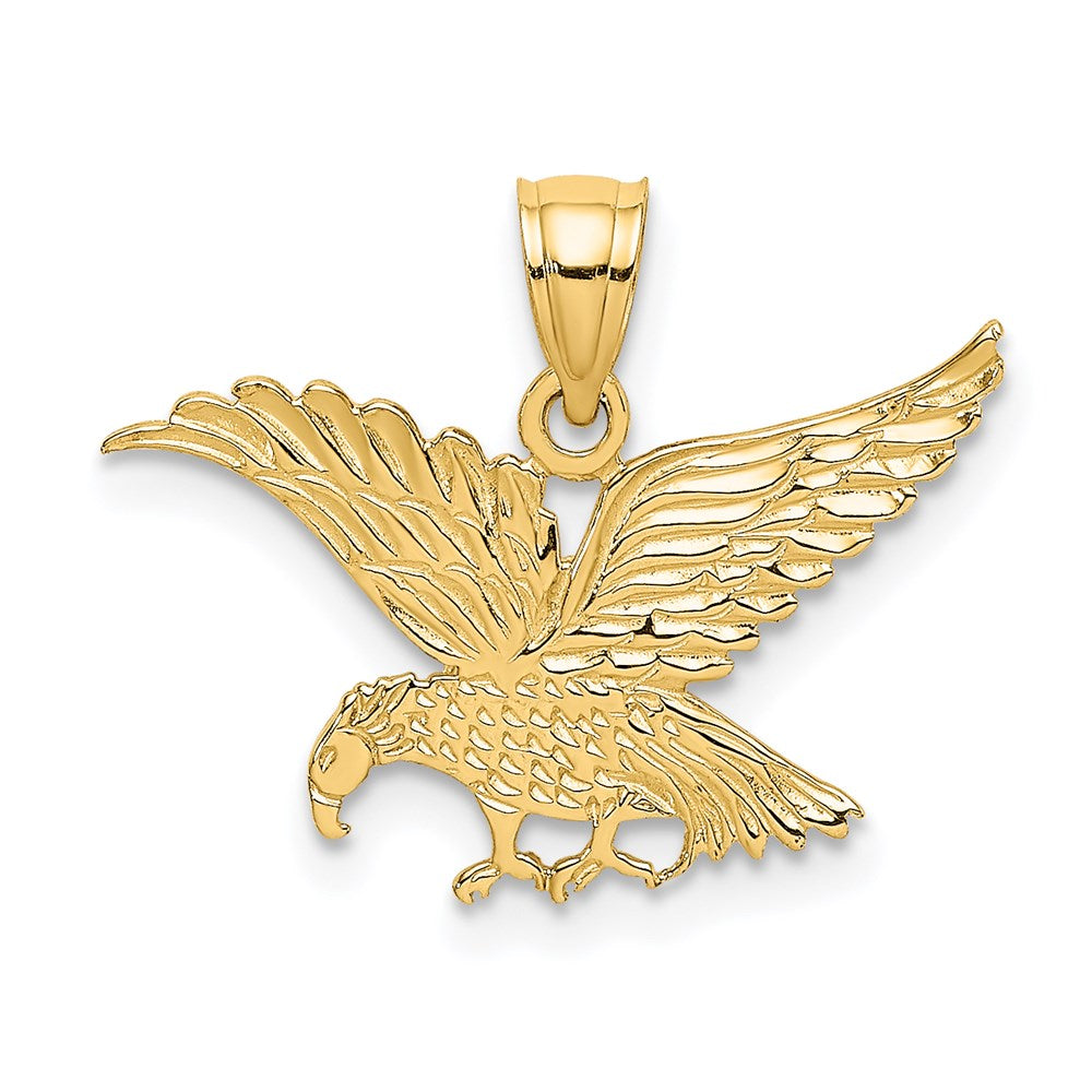 14k Yellow Gold 20.9 mm Flat Engraved Eagle Charm (0.93 grams)