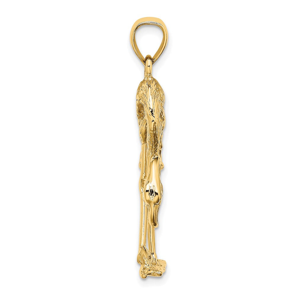 14k Yellow Gold 22.1 mm 3-D Textured Flamingo Charm (5.31 grams)