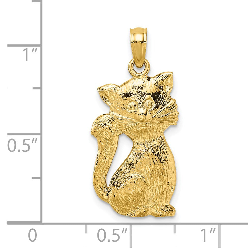 14k Yellow Gold 11.3 mm Sitting Cat Charm (1.74 grams)