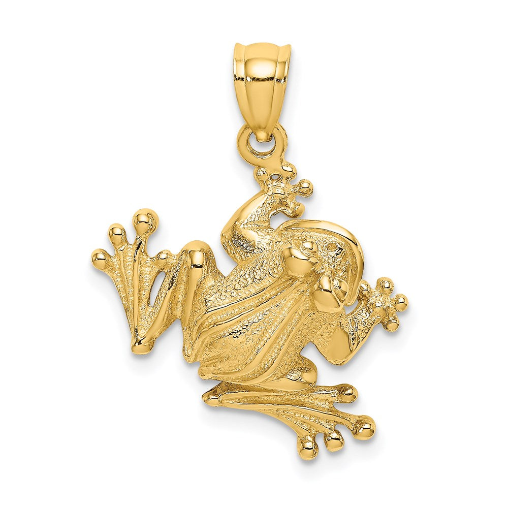 14k Yellow Gold 16.8 mm 2-D Frog Sitting Charm (4.4 grams)