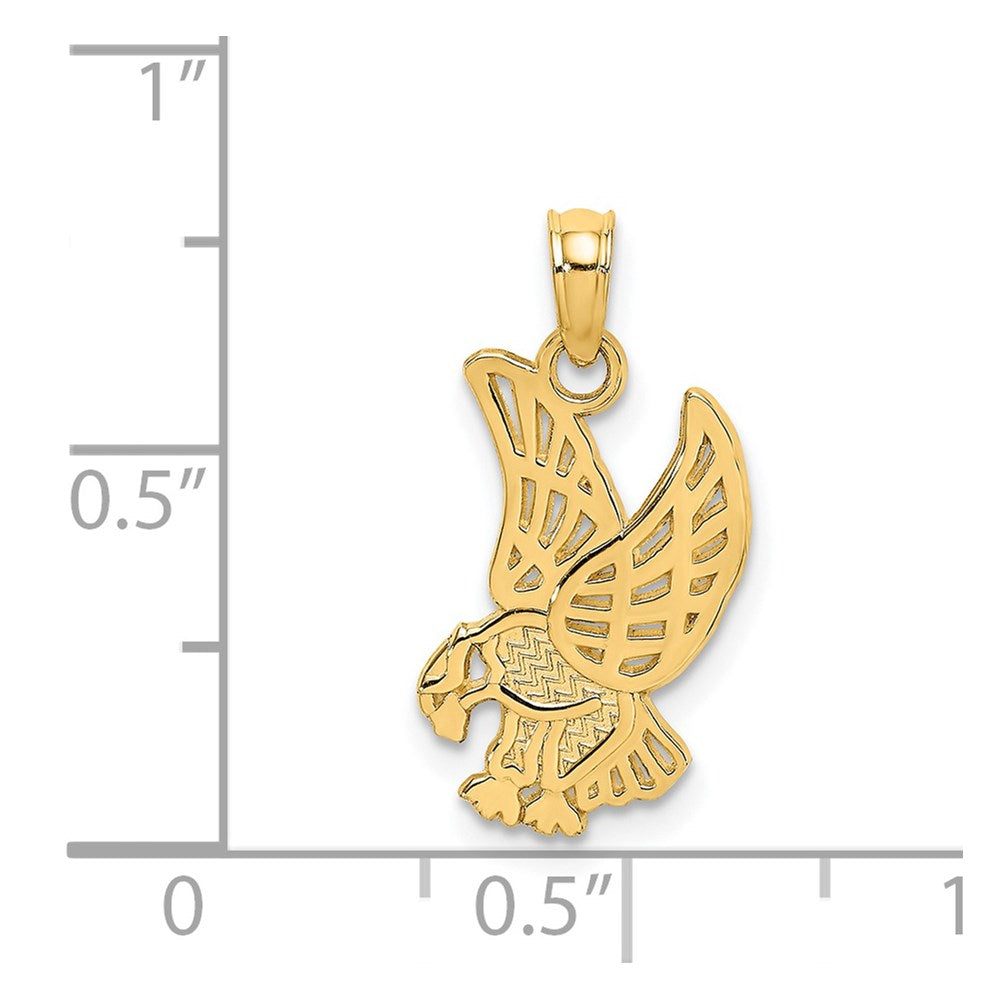 14k Yellow Gold 10.1 mm Eagle Landing Charm (0.73 grams)