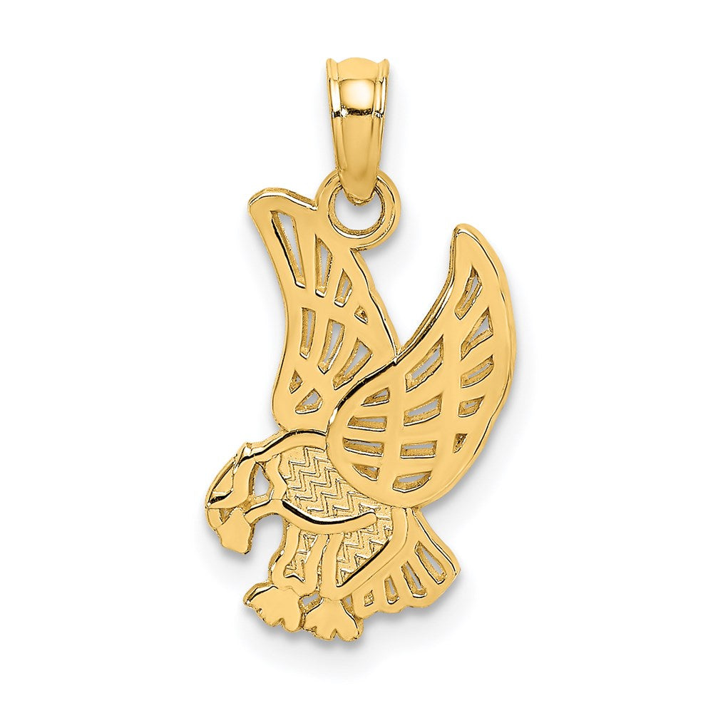 14k Yellow Gold 10.1 mm Eagle Landing Charm (0.73 grams)