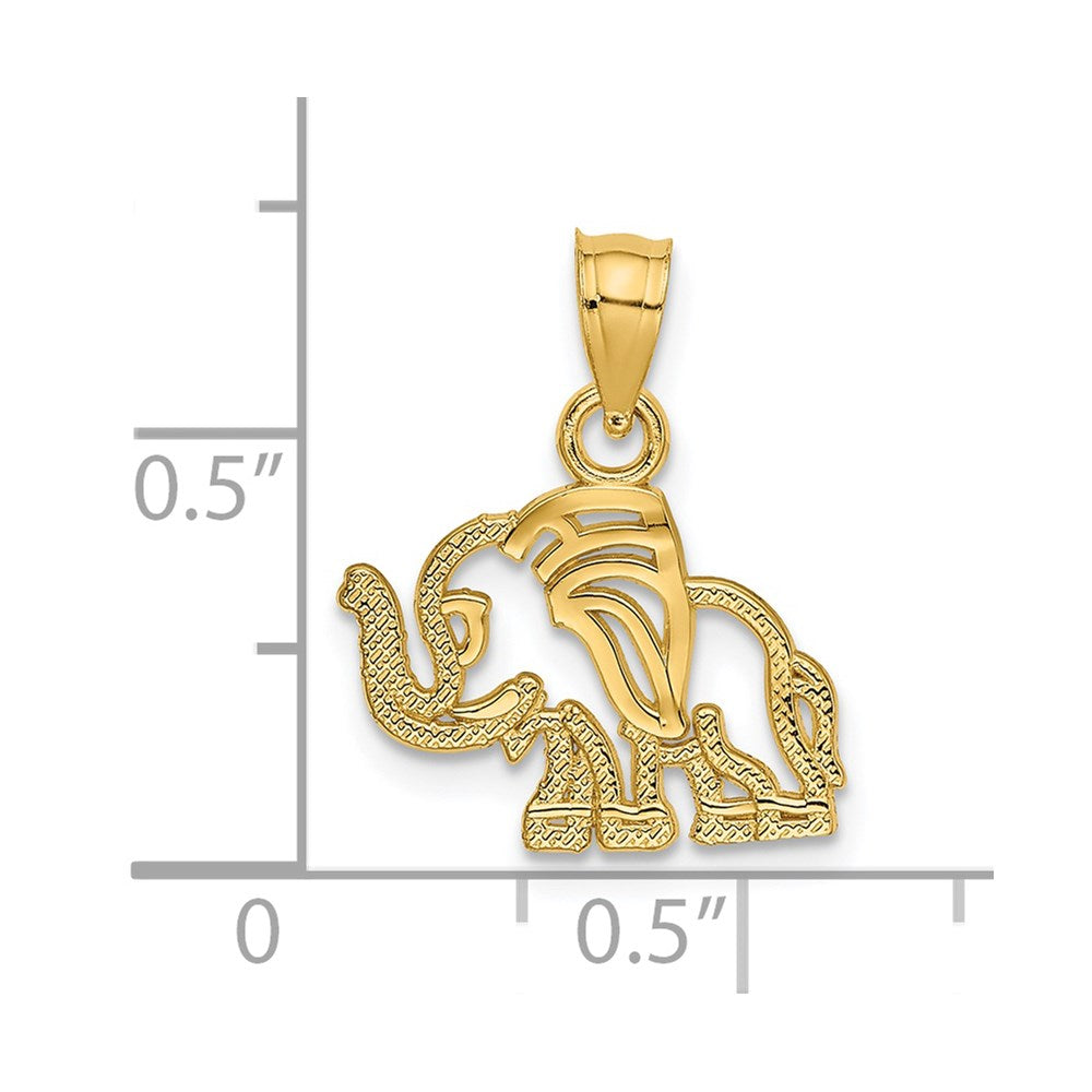 14k Yellow Gold 13.36 mm Flat Cut-Out Elephant Charm (0.64 grams)