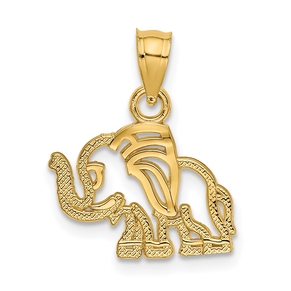 14k Yellow Gold 13.36 mm Flat Cut-Out Elephant Charm (0.64 grams)