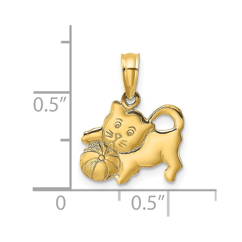 14k Yellow Gold 13 mm 3-D Polished Kitten Charm (1.24 grams)