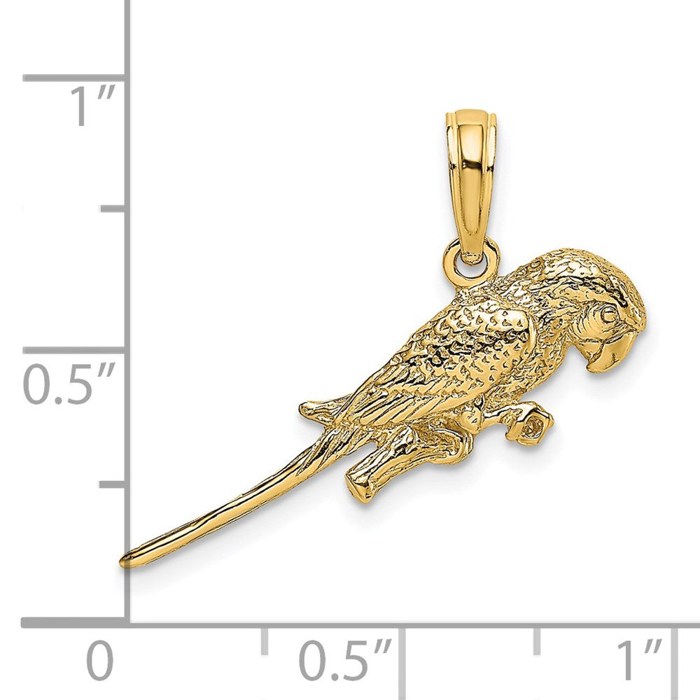 14k Yellow Gold 24.7 mm 3-D Parrot Charm (2.26 grams)