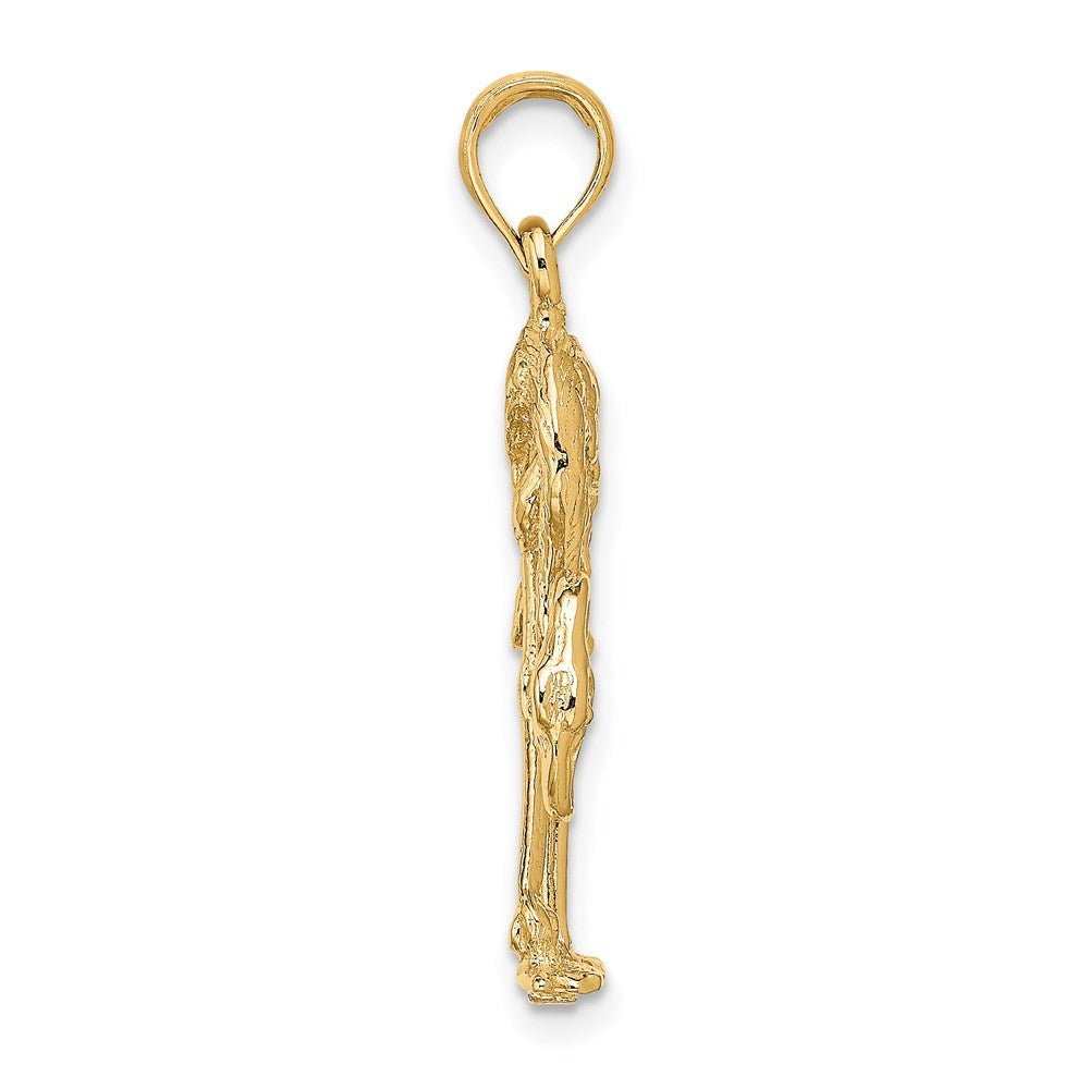 14k Yellow Gold 17.1 mm 3-D Textured Flamingo Charm (2.63 grams)