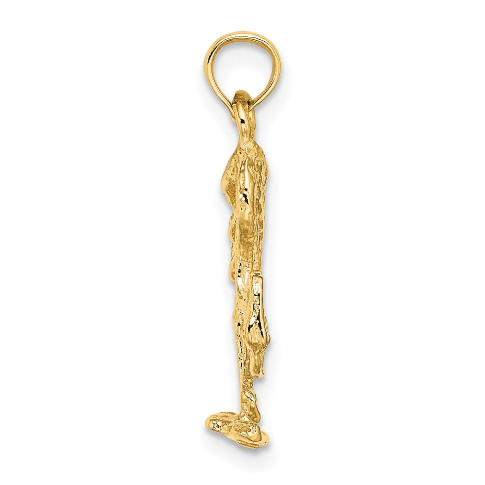 14k Yellow Gold 12.5 mm 3-D Textured Flamingo Charm (1.49 grams)