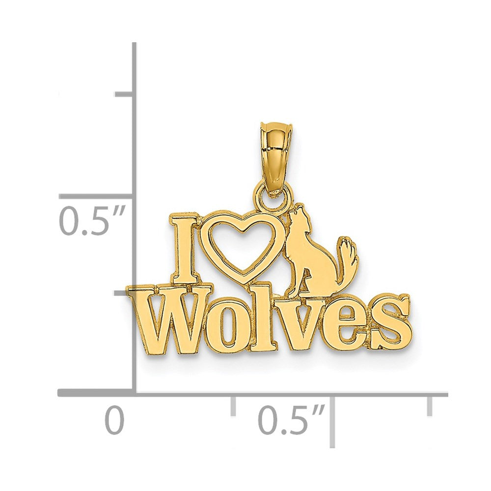 14k Yellow Gold 18.85 mm I HEART WOLVES Charm (0.95 grams)