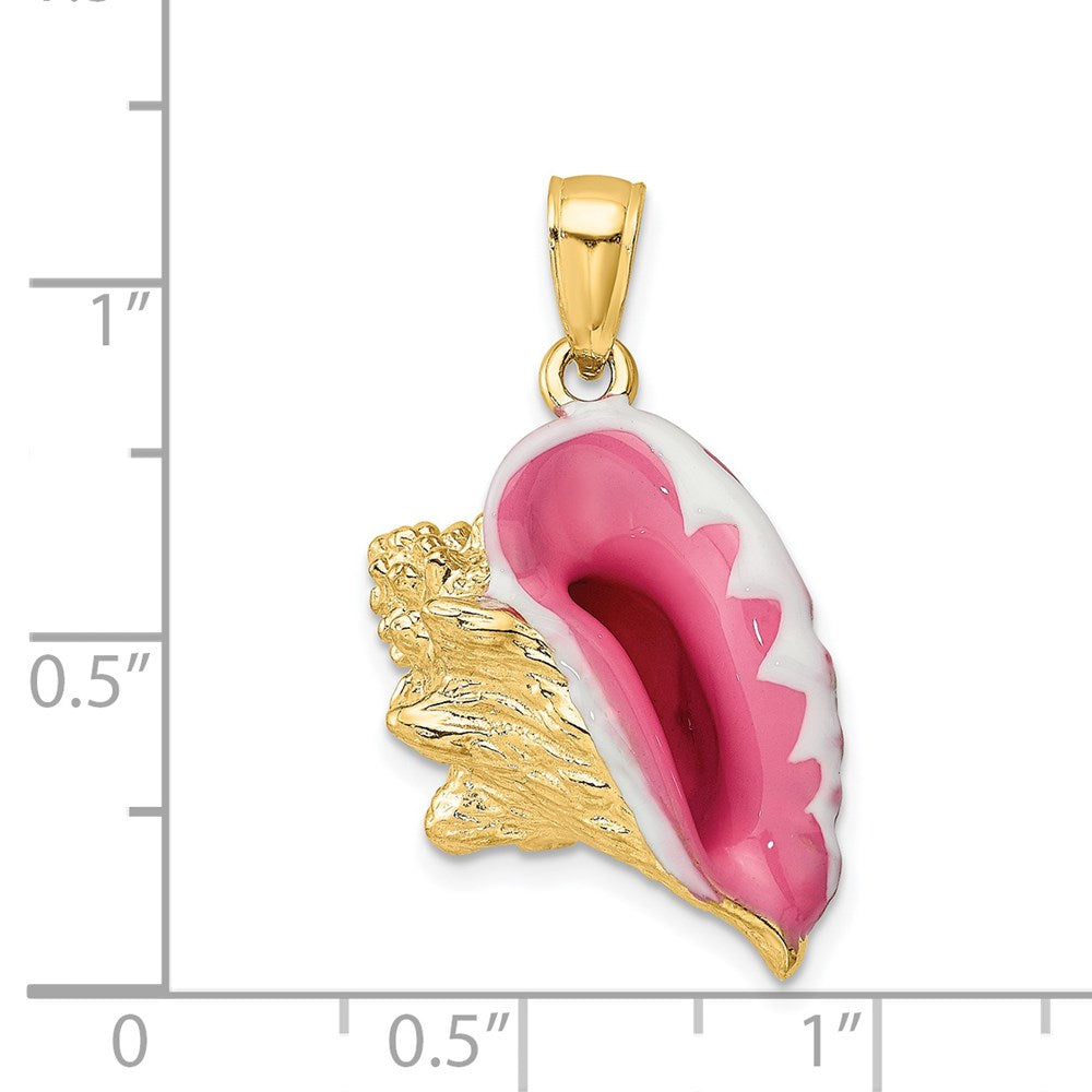 14k Yellow Gold 23 mm 3-D Enamel Conch Shell Charm (7.63 grams)
