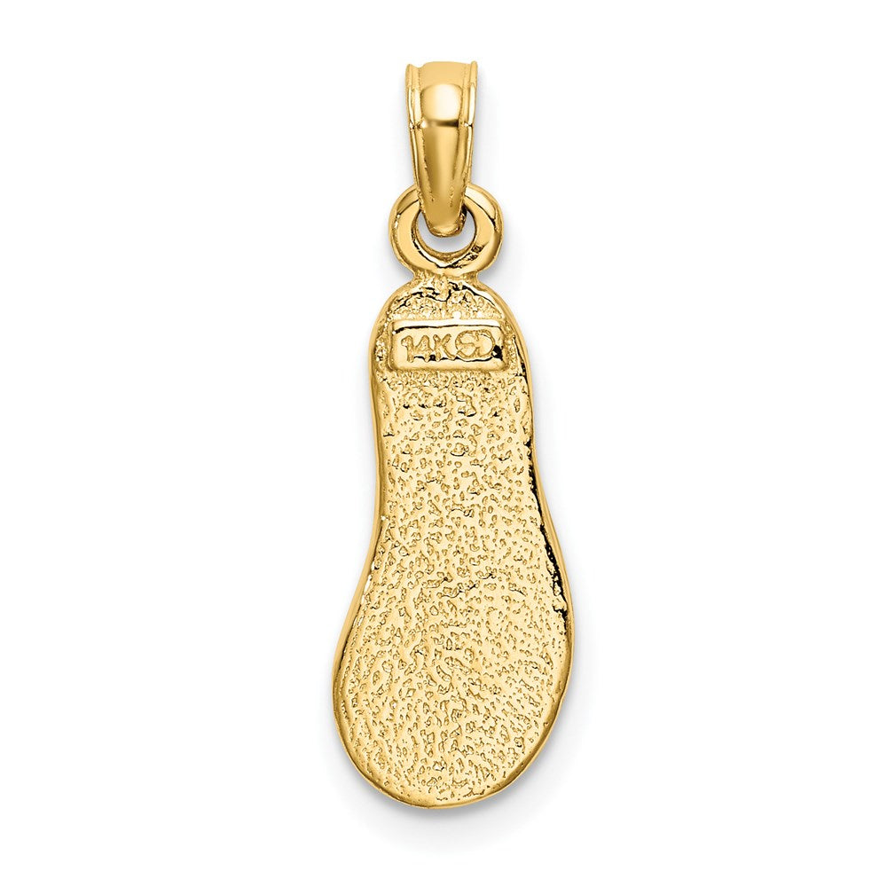 14k Yellow Gold 7.3 mm 3D W/ Green Enamel Single Flip-Flop Charm (1.42 grams)