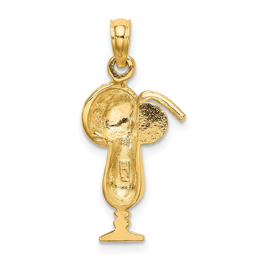 14k Yellow Gold 11.6 mm Tropical Drink w/Multi-Colored Enamel Umbrella Charm (1.51 grams)