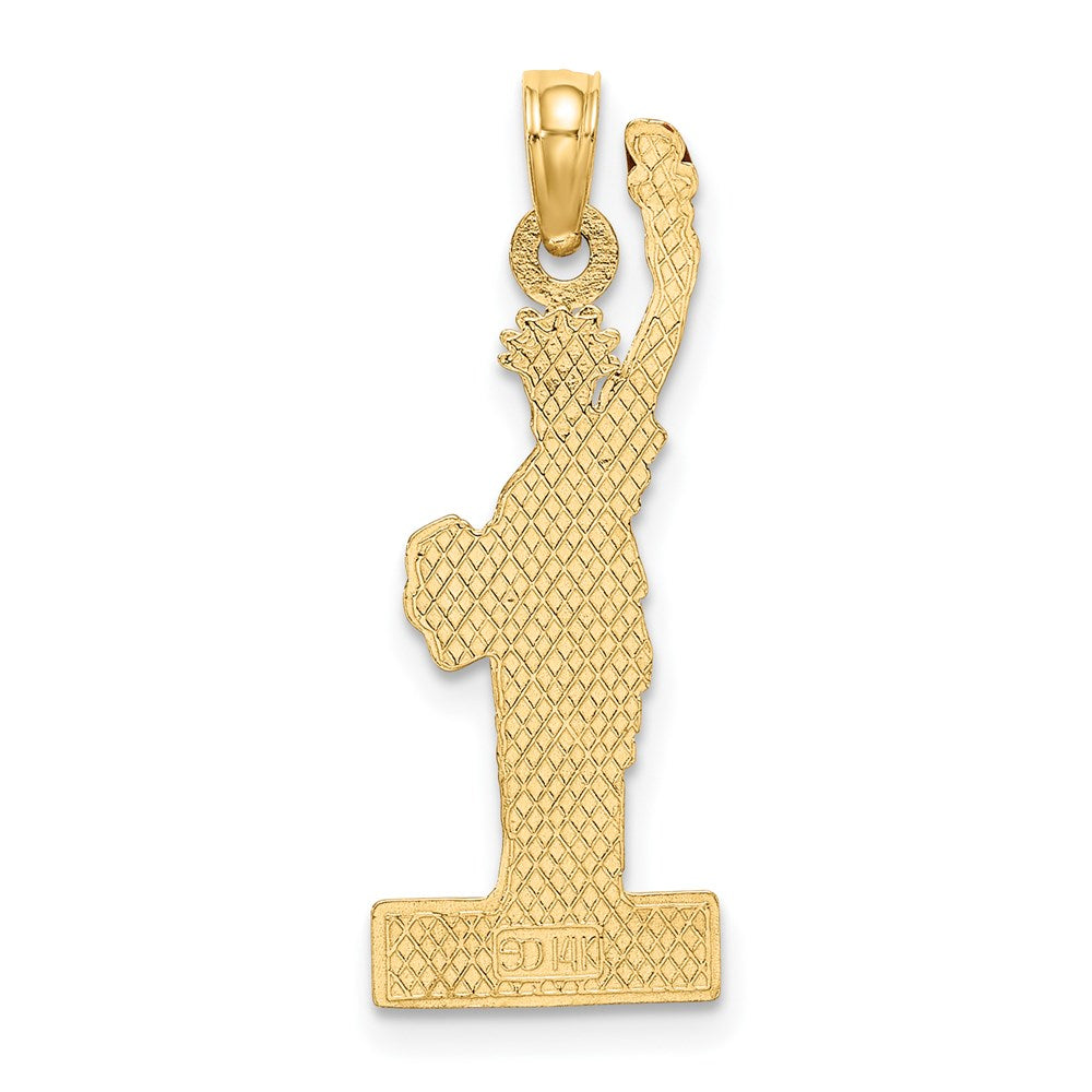 14k Yellow Gold 9.7 mm w/ Enamel Flame Statue Of Liberty NEW YORK Charm (1.21 grams)