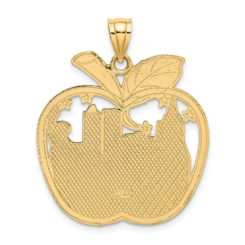 14k Yellow Gold 26.75 mm Red Enamel NEW YORK Apple w/NY Skyline Charm (3.33 grams)