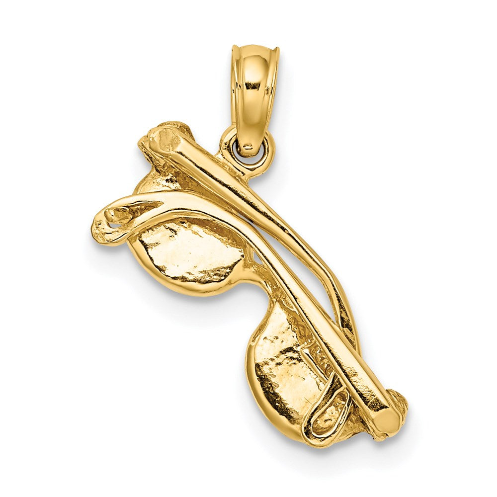 14k Yellow Gold 5.26 mm 3D Yellow Enameled Sunglasses Moveable Charm (1.31 grams)