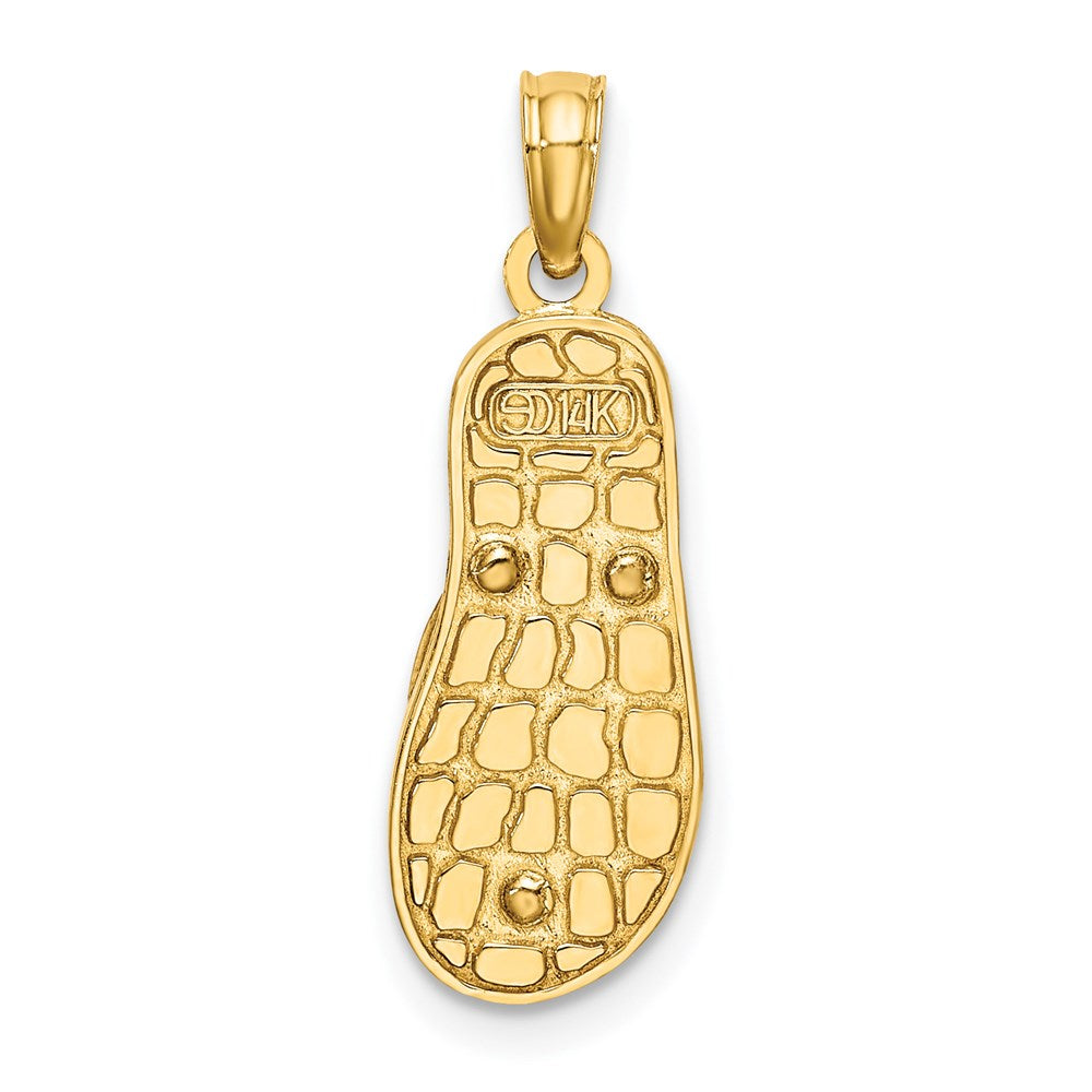 14k Yellow Gold 7.95 mm 3D Enamel Anchor On Blue Polka-Dot Flip-Flop Charm (1.52 grams)