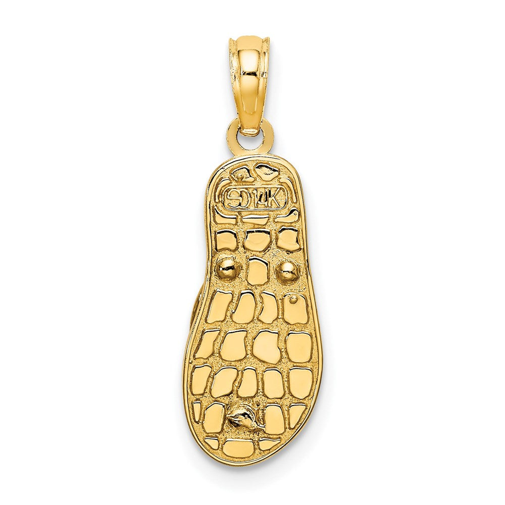 14k Yellow Gold 8 mm 3D Enamel Shell On Blue Polka-Dot Flip-Flop Charm (1.53 grams)