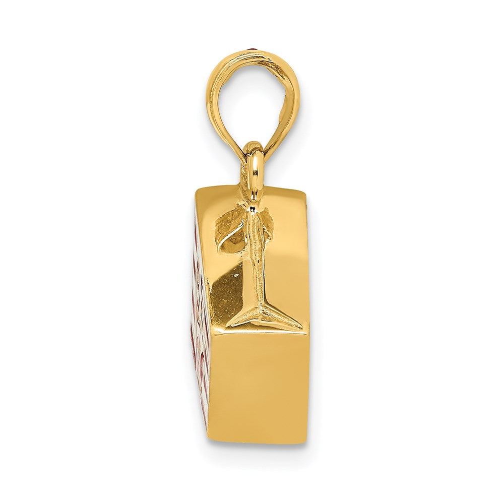 14k Yellow Gold 13.5 mm 3-D Enameled Bag of Popcorn Charm (4.83 grams)