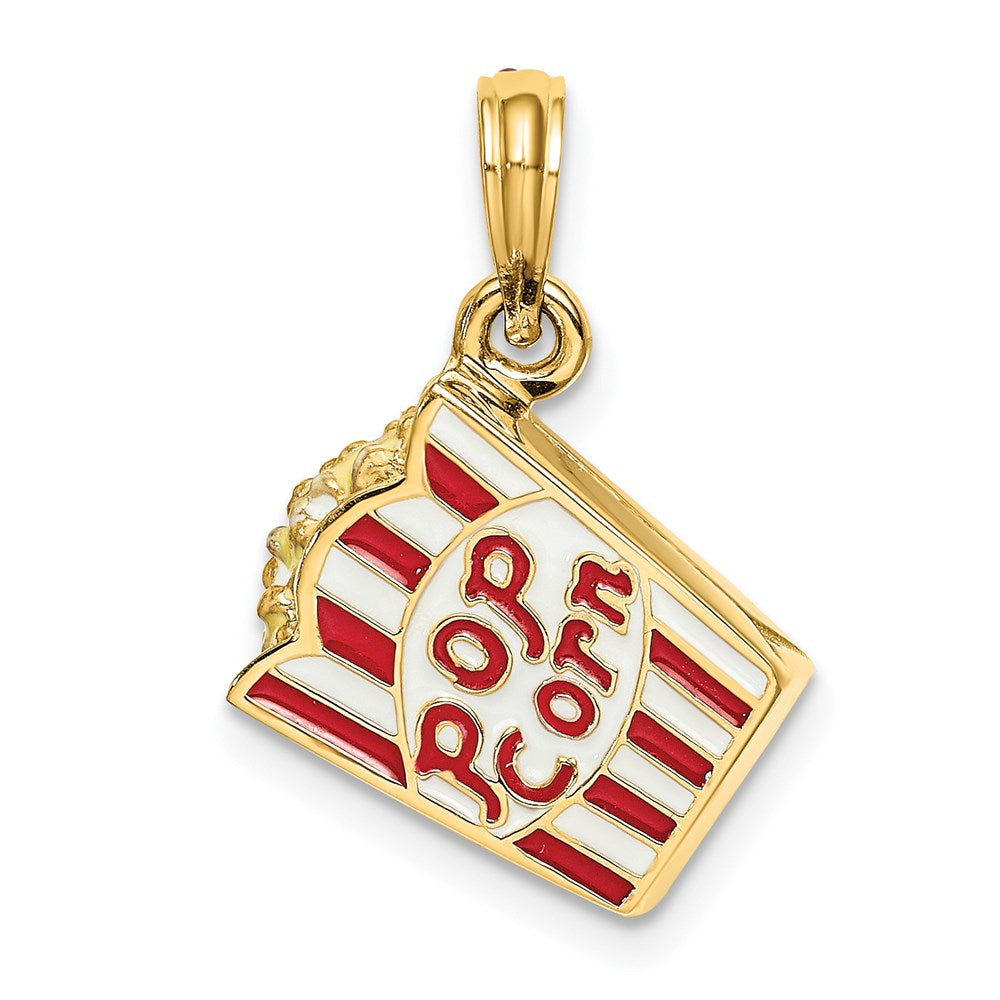 14k Yellow Gold 13.5 mm 3-D Enameled Bag of Popcorn Charm (4.83 grams)