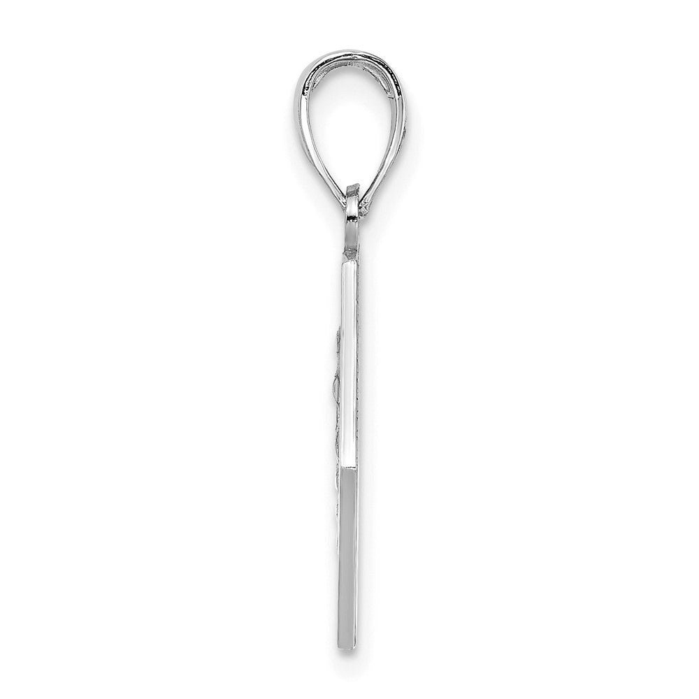 14k White Gold 18.3 mm  Enameled Textured Back Caduceus Medical Disc (2.39 grams)