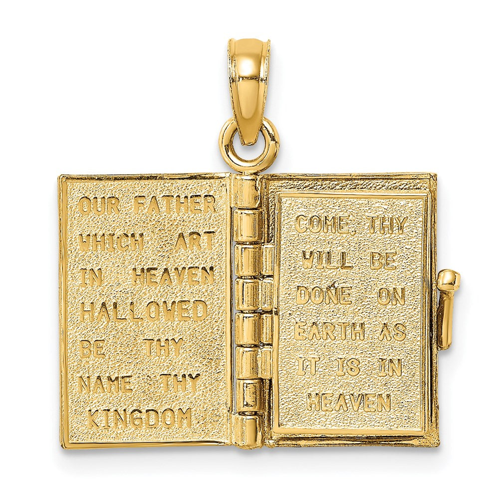 14k Yellow Gold 18.5 mm 3-D Blue Enamel Bible Book w/ Moveable Pages Charm (4.25 grams)