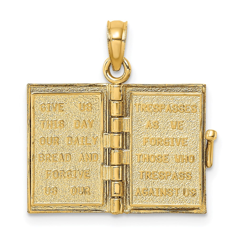 14k Yellow Gold 18.5 mm 3-D Blue Enamel Bible Book w/ Moveable Pages Charm (4.25 grams)