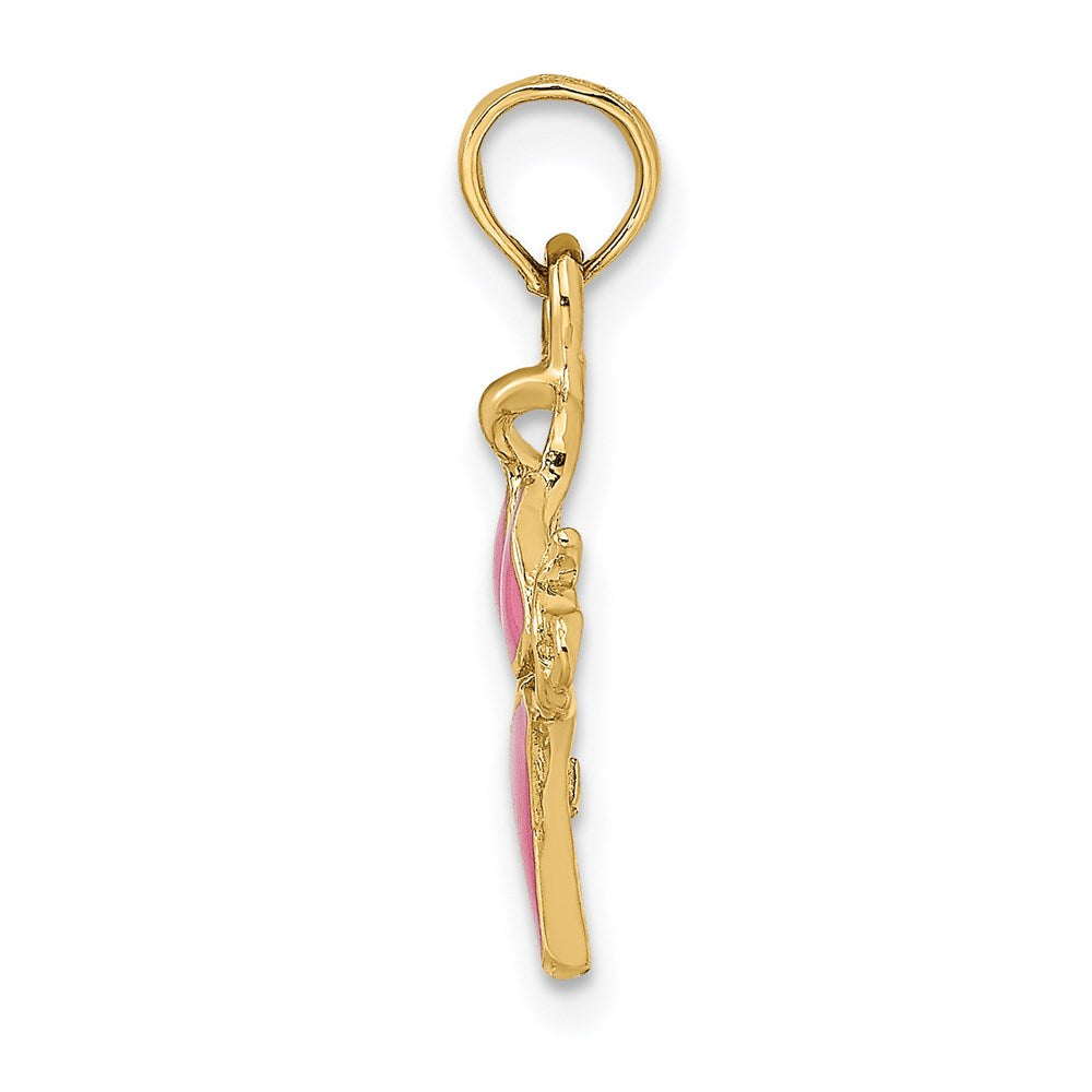 14k Yellow Gold 14 mm PinEnameled Bikini Bathing Suit Charm (0.96 grams)