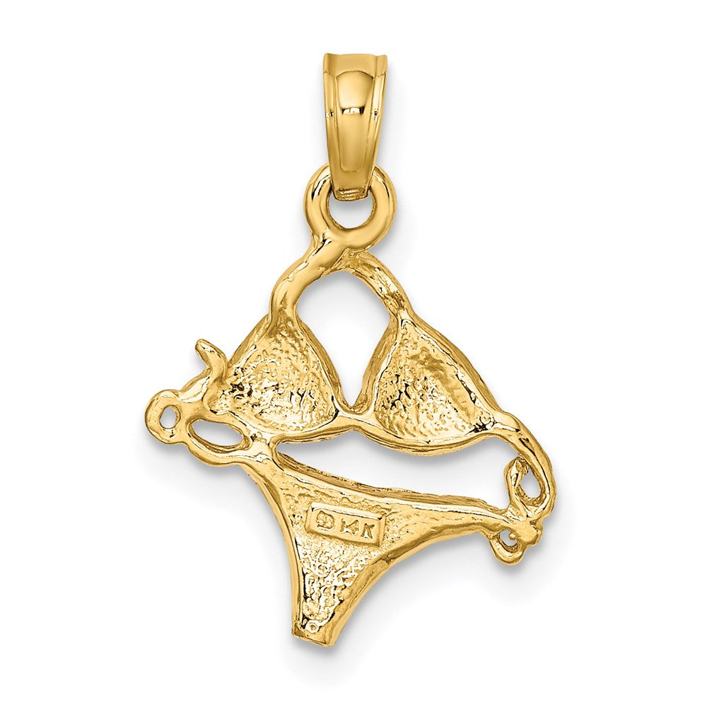 14k Yellow Gold 14 mm PinEnameled Bikini Bathing Suit Charm (0.96 grams)