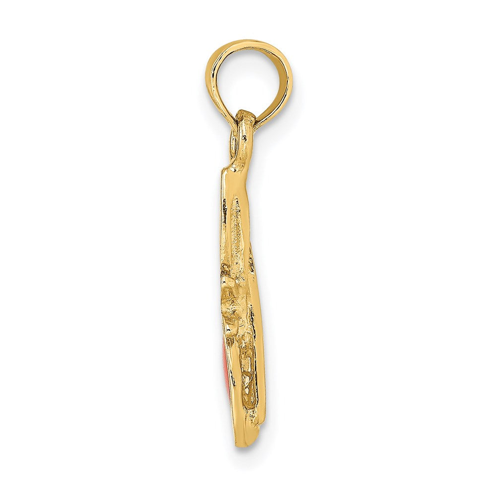 14k Yellow Gold 5.5 mm Orange Enameled Butterfly Sunglasses Charm (0.75 grams)