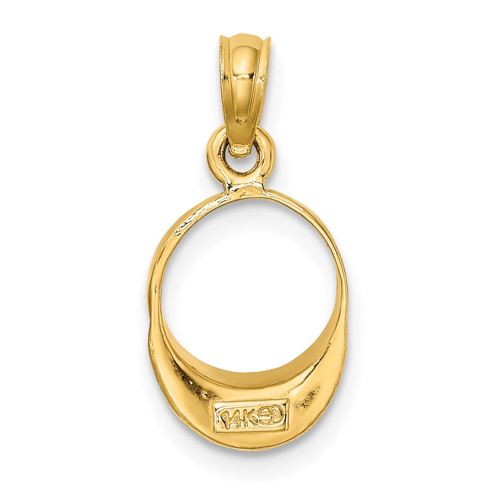 14k Yellow Gold 9.2 mm Fuschia Enameled Beach Sun Visor Charm (0.67 grams)