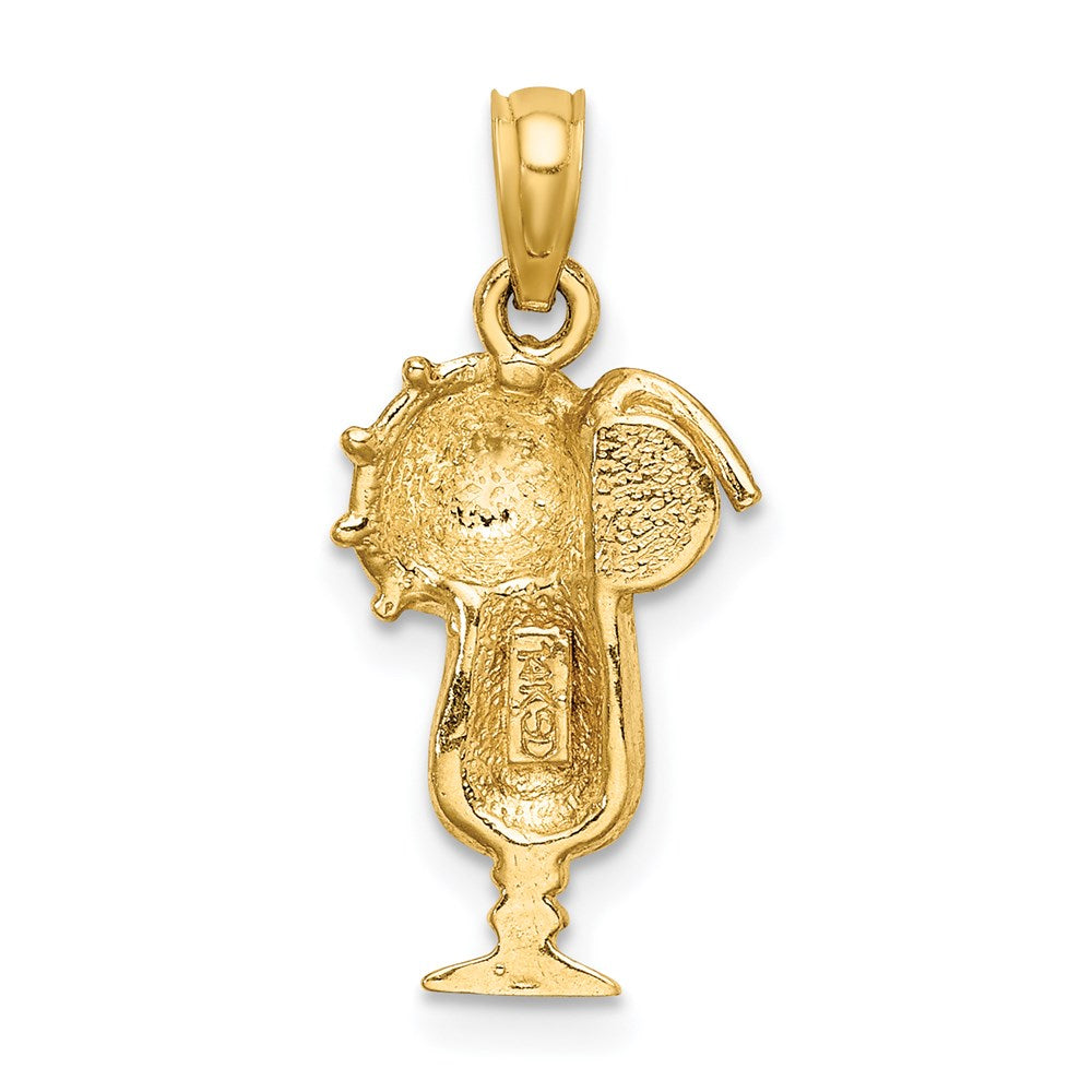 14k Yellow Gold 9.9 mm Yellow Enamel Drink w/Multi-Colored Umbrella Charm (1.41 grams)