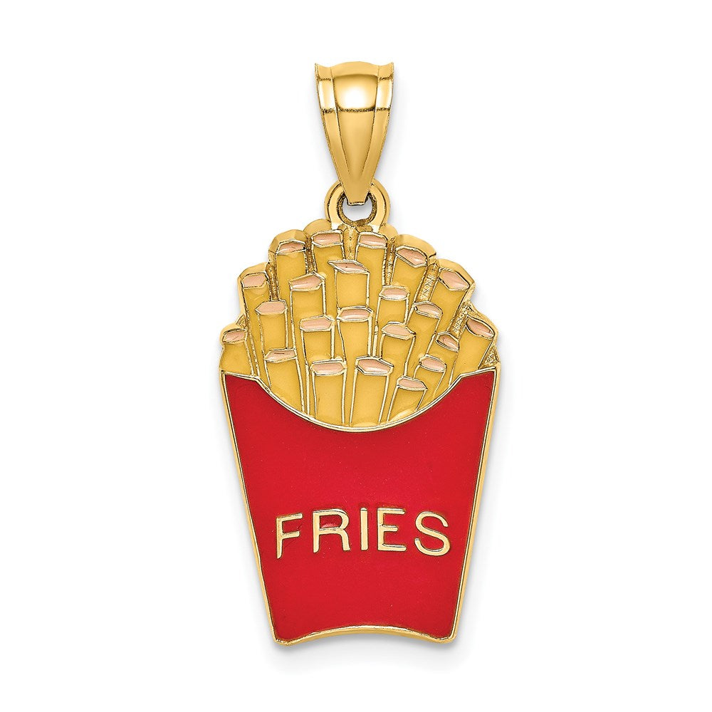 14k Yellow Gold 13.15 mm w/Enamel French Fries Charm (2.11 grams)
