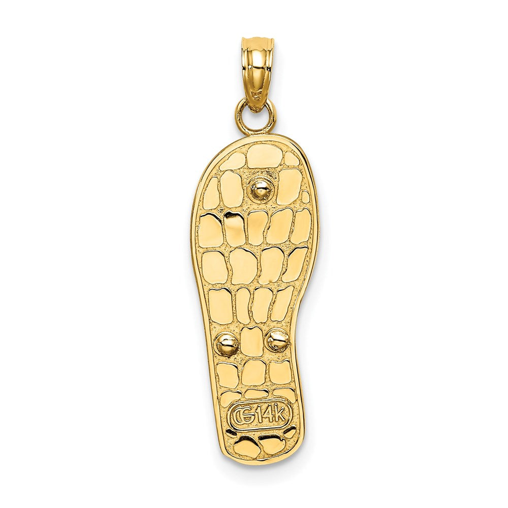 14k Yellow & Rhodium 8.7 mm  3D Enamel Palm Tree and Bucket Flip-Flop Charm (1.87 grams)