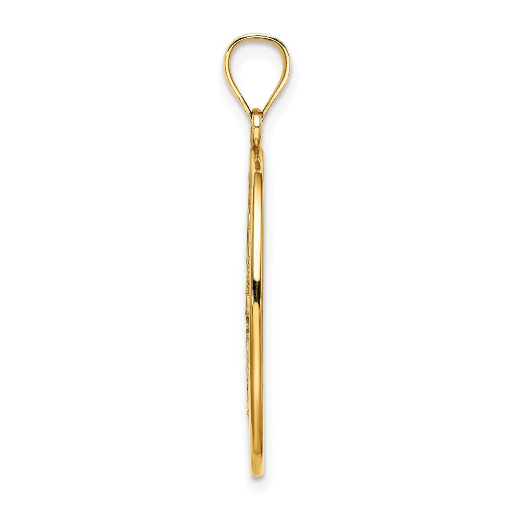 14k Yellow Gold 18.25 mm Enamel Angelfish In Underwater Scene Charm (2.03 grams)