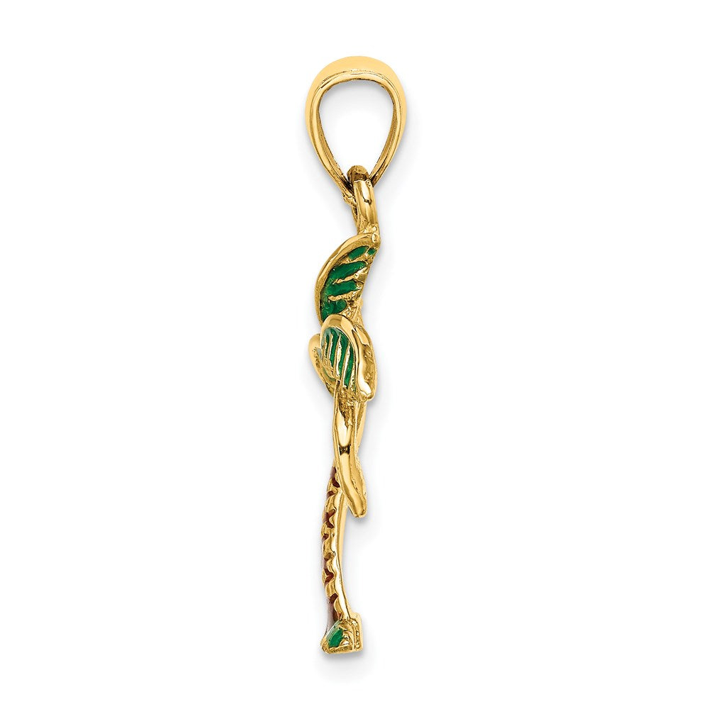 14k Yellow Gold 15.7 mm Enamel Palm Tree Charm (1.65 grams)
